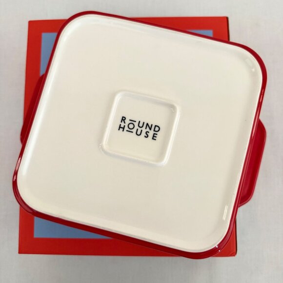 Round House 2 Quart Baking Dish Red Bow Ceramic Holiday Cottage Serveware - Picture 8 of 13